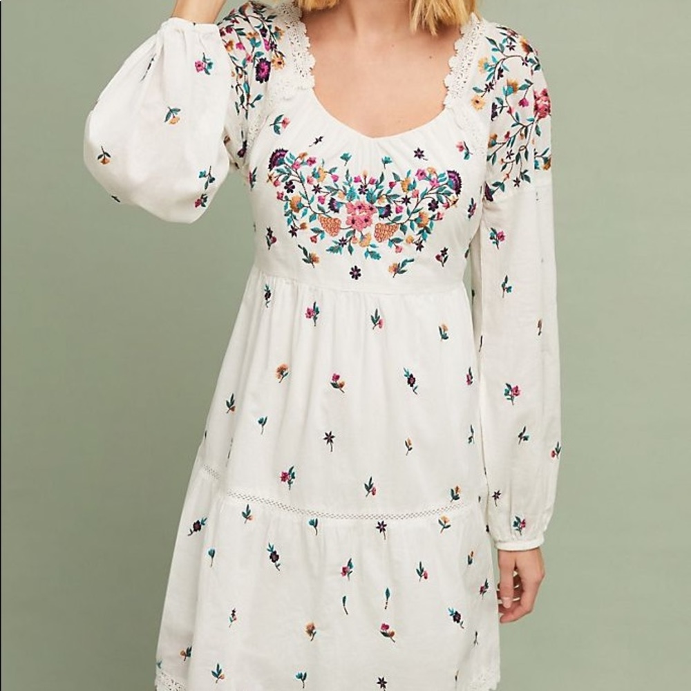 Maeve Sydney Embroidered Peasant Dress Anthro XS